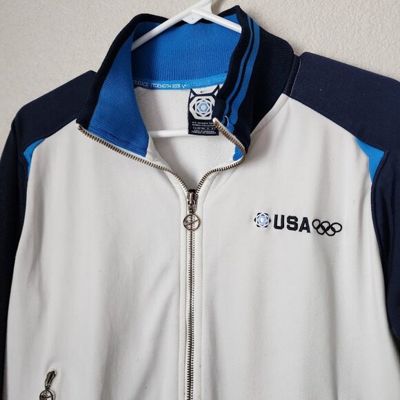 NIKE x VINTAGE Y2K Olympic 2006 USA full zip track jacket white blue L - Picture 6 of 8
